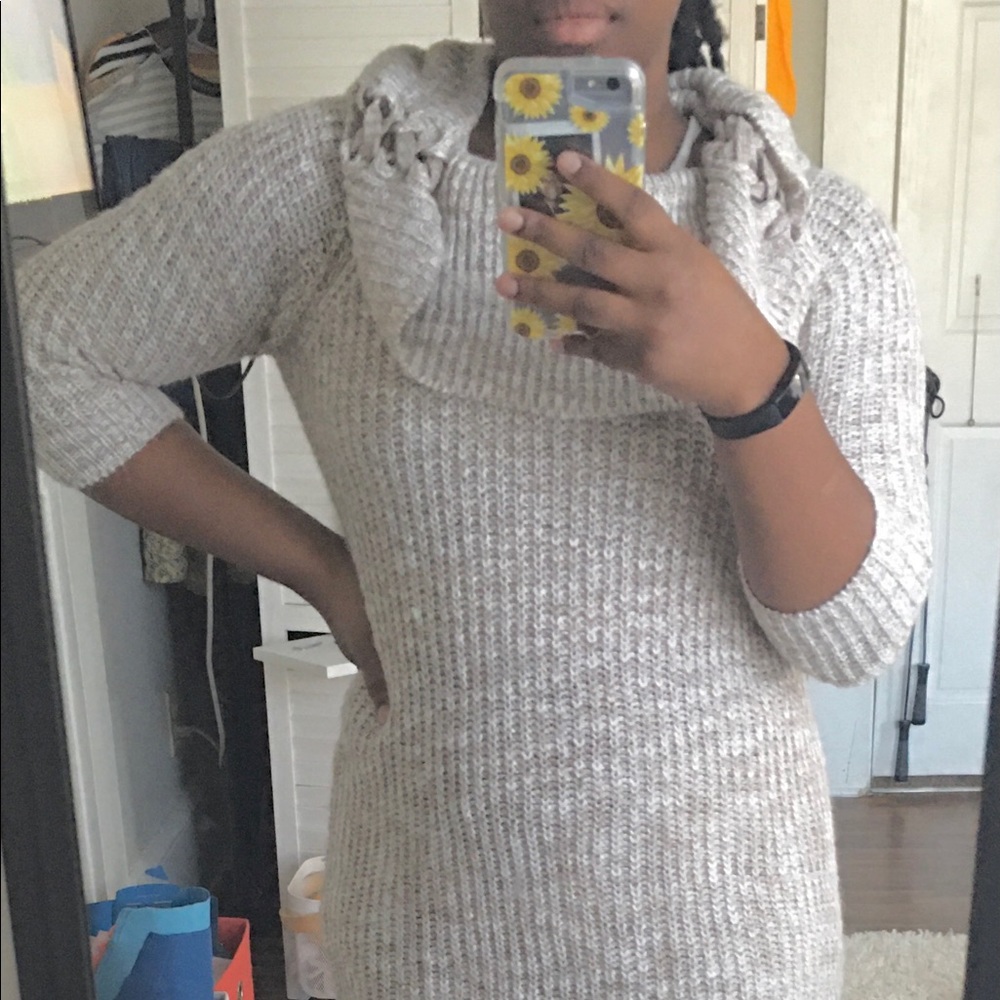 Allison Brittney Beige Turtleneck Sweater